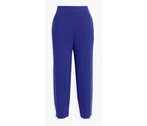 Cropped ribbed cashmere track pants - Blue