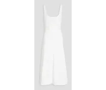 Scalloped pointelle-knit midi dress - White