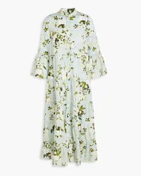 Erdem Panthea tiered floral-print cotton-mousseline midi dress - Green Green