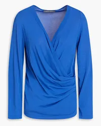 Alberta Ferretti Wrap-effect ruched knitted sweater - Blue Blue