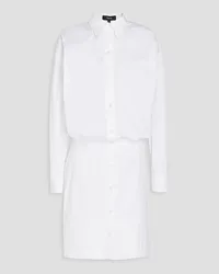 Theory Pleated cotton-blend poplin mini shirt dress - White White