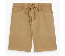 Cotton-blend twill drawstring shorts - Neutral