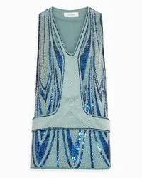 Valentino Garavani Layered embellished silk top - Blue Blue