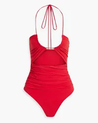 Magda Butrym Cutout halterneck swimsuit - Red Red