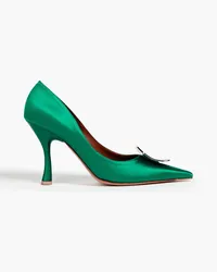 Malone Souliers Crystal-embellished satin pumps - Green Green