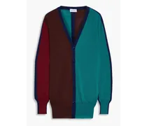 Color-block wool cardigan - Blue