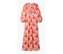 Miguelina Leonie cutout printed cotton-voile maxi dress - Pink Pink