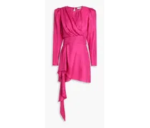 Santana wrap-effect satin-jacquard mini dress - Pink