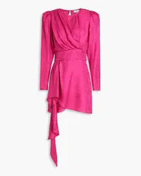 Ronny Kobo Santana wrap-effect satin-jacquard mini dress - Pink Pink