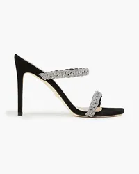 Stuart Weitzman Addison crystal-embellished suede mules - Black Black