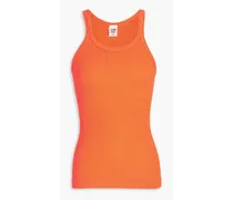 Ribbed cotton-jersey tank - Orange