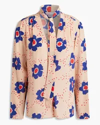 RED Valentino Pussy-bow floral-print silk crepe de chine blouse - Pink Pink