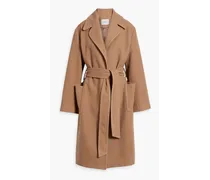 Daphne belted wool-felt coat - Brown
