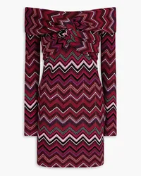 Missoni Off-the-shoulder twisted jacquard-knit mini dress - Red Red