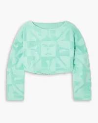 Lucy Folk Beam cropped cotton-terry sweatshirt - Green Green