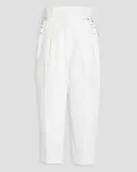 3.1 phillip lim Cropped hammered cotton and linen-blend tapered pants - White White