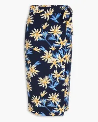 Diane von Furstenberg Elma floral-print cady midi wrap skirt - Blue Blue