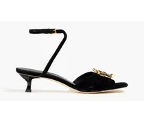 Brutalist embellished suede sandals - Black