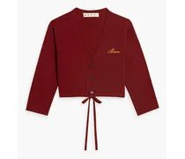 Cropped logo-embroidered cashmere cardigan - Burgundy