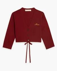 Marni Cropped logo-embroidered cashmere cardigan - Burgundy Burgundy