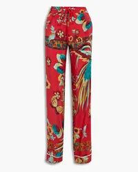 RED Valentino Floral-print silk-crepe straight-leg pants - Red Red