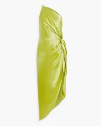 mason by michelle mason One-shoulder twisted silk-satin gown - Green Green