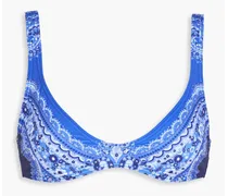 Paisley-print triangle bikini top - Blue