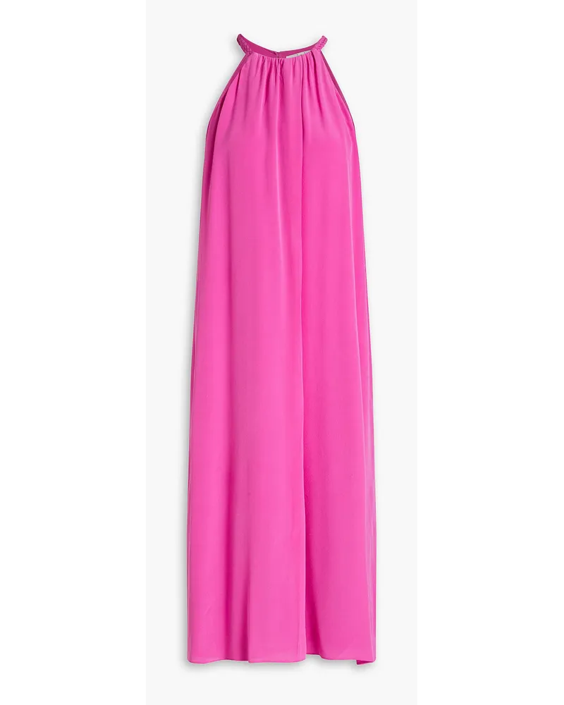 Joie Ora gathered silk crepe de chine dress - Pink Pink