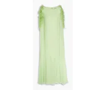 Cape-effect embellished georgette gown - Green
