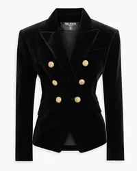 Balmain Double-breasted cotton-velvet blazer - Black Black