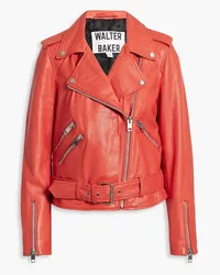 Walter Baker Allison belted leather biker jacket - Orange Orange