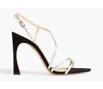 Alana metallic leather and suede slingback sandals - Metallic