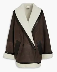 KHAITE Layton leather-trimmed suede coat - Brown Brown