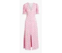 Bella polka-dot charmeuse maxi dress - Pink