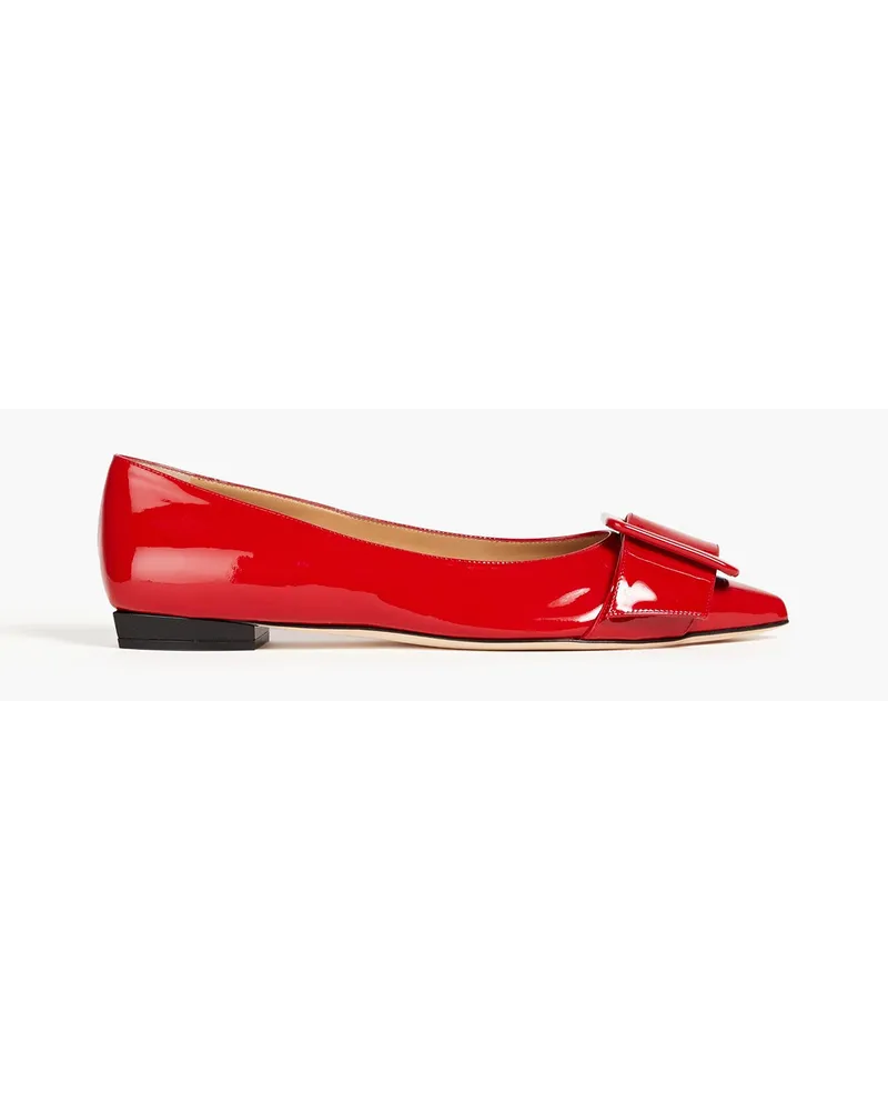 Sergio Rossi SR Milano buckle-embellished patent-leather point-toe flats - Red Red