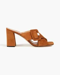 Sergio Rossi Buckled suede mules - Brown Brown