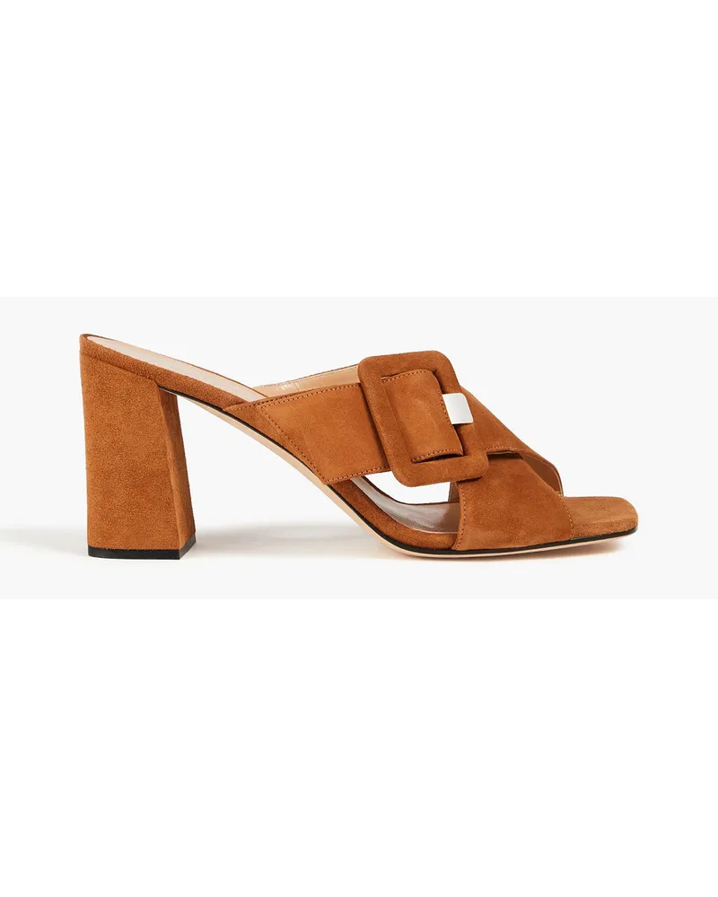 Sergio Rossi Buckled suede mules - Brown Brown