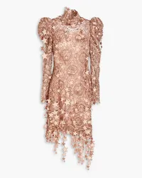 Zimmermann Asymmetric metallic embroidered tulle dress - Pink Pink