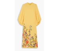 Zinnia embroidered crepe gown - Yellow