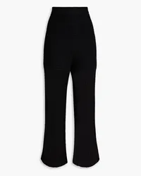 RED Valentino Open-knit wool-blend wide-leg pants - Black Black