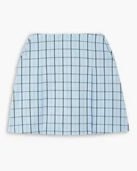 Tory Burch Pleated checked twill skirt - Blue Blue