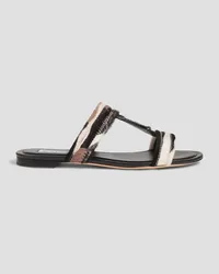 TOD'S Double T printed calf hair sandals - White White