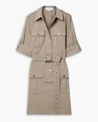 Michael Kors Belted stretch cotton-poplin mini shirt dress - Neutral Neutral