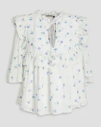 Stella Nova Barbara floral-print fil coupé crepe blouse - White White