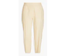 Cropped cotton-poplin tapered pants - Yellow