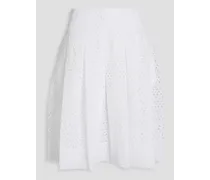 Pleated broderie anglaise cotton-blend skirt - White
