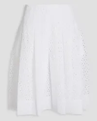 Oscar de la Renta Pleated broderie anglaise cotton-blend skirt - White White