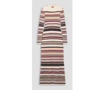 Striped jacquard-knit maxi dress - White