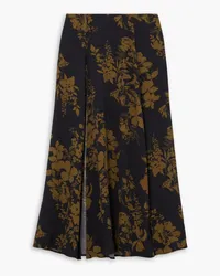 Reformation Zoe floral-print crepe midi skirt - Black Black