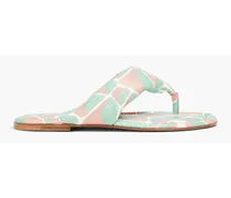 Printed padded leather sandals - Green